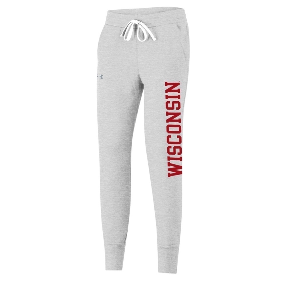 Under Armour Women's Wisconsin All Day Fleece Joggers in Gray Size Small